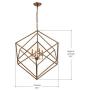 26.5'' W x 29.5''H Cubist Large Chandelier 4 Light Multifaceted Frame Interlock Openwork Geometric Metal Pendant Lamp Dining Room Entry Living Room(Antique Gold)