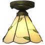 SUSUO Rustic Flush Mount Ceiling Light with Stained Glass Shade Minimalist Tiffany Ceiling Fixture for Bedroom Living Room Hallway Kitchen