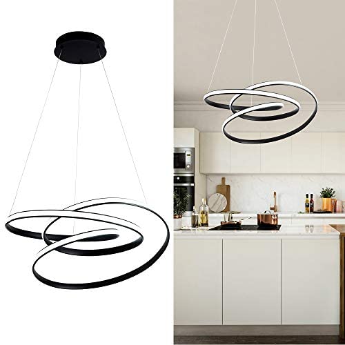 WELAKI LED Chandelier 80W 6000K Dimmable,Modern Pendant Light Fixture for Kitchen Island Restaurant Dining Room Living Room Bedroom (Black) WELAKI LED Chandelier 80W 6000K Dimmable,Modern Pendant Light Fixture for Kitchen Island Restaurant Dining Room Living Room Bedroom (Black)