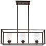 VINLUZ Modern Metal 3 Light Linear Pendant Lighting Oil Rubbed Bronze Finish with Clear Glass Shade Kitchen Island Chandelier Fixture for Kitchen Hallway Bar Dining Room Restaurant