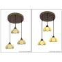Creative Chandelier Style,Tiffany Style Pendant Light Fixture Modern Yellow Baked Bend Glass Chandelier Lighting Restaurant Dining Room Bar Art 3-arm Hanging Light Ceiling Lamp, E27,Adjustable Chain-b