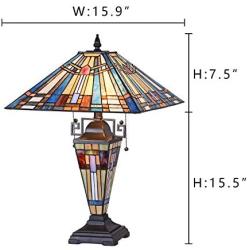 Cotoss Tiffany Table Lamp Mission Stained Glass Table Lamp 3 Light Tiffany Lighting Lamp W16''xH23'' Desk Lamp Tiffany Lamp for Bedroom Living Room