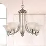 Design Classics Lighting Satin Nickel Modern Hanging Chandelier Light Fixture with Alabaster Glass Shades
