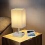 Touch Control Table Lamp, Dimmable USB Table Lamps, Modern White Nightstand Lamp with 2 USB Charging Ports/2 AC Outlets, Touch Lamps for Bedrooms Living Room Office, E26 Bulb Included