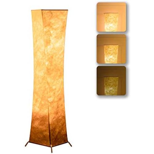 Floor Lamp, CHIPHY Dimmable Standing Lamp, 3 Levels Adjustable Brightness 12W/2 LED Bulbs(2400 Lumens, 100 Watt Equivalent) and Brown Fabric Shade, Modern for Bedroom and Kids Room