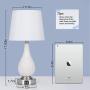 Touch Control Ceramic Table Lamp with USB Charging Ports, Dimmable Modern Nightstand Lamp with White Fabric Shade, Bedside Minimalist Lamp for Bedroom, Living Room, Office, A19 6W LED Bulb Included Touch Control Ceramic Table Lamp with USB Charging Ports, Dimmable Modern Nightstand Lamp with White Fabric Shade, Bedside Minimalist Lamp for Bedroom, Living Room, Office, A19 6W LED Bulb Included