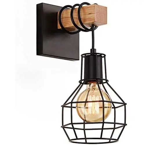 Lightess Black Wall Sconces, Vintage Cage Wall Mount Light Fixture Industrial Farmhouse Lighting for Living Room Kitchen, C71Y215