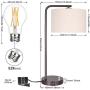 Side Table Lamp with Dual USB Ports, Dimmable Bedside Lamp Modern Nightstand Lamp Desk Reading Lamp with Linen Lampshade for Bedroom, Living Room, Study Room, Office, 8W 2700K LED Edison Bulb Included