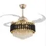 Sky Demons 42” Modern luxury Fandelier Crystal Chandelier Lamp Ceiling Fan light with Invisible Retractable Blades for Living Room Dining Room Kitchen,French Gold