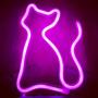 JYWJ Cat Pink Neon Sign,USB or 3-AA Battery Powered Neon Light,LED Lights Table Decoration,Girls Bedroom Wall Décor,Kids Birthday Gift,Wedding Party Supplies Business Gifts Neon Signs