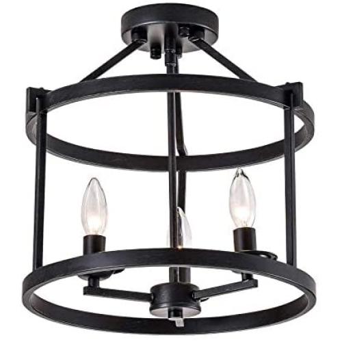 Maxax-Semi Flush Mount Ceiling Light (Antique Black 3 Lights)