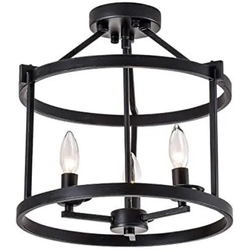 Maxax-Semi Flush Mount Ceiling Light (Antique Black 3 Lights)