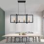 Modern Island Light for Kitchen Chandelier Light Fixture, 4-Light Rustic Pendant Light Vintage Dining Light Fixture Matte Black with Antique Brass Finish