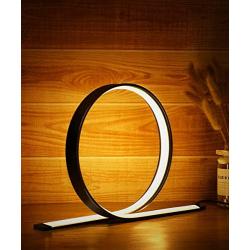 Circle LED Table Lamp, 12W Desk Lamp with Contemporary Design, Modern Stylish Bedside Reading Light with 3 Dimmable Color temperatures, Touch Controller, Decorative Light for Home & Office