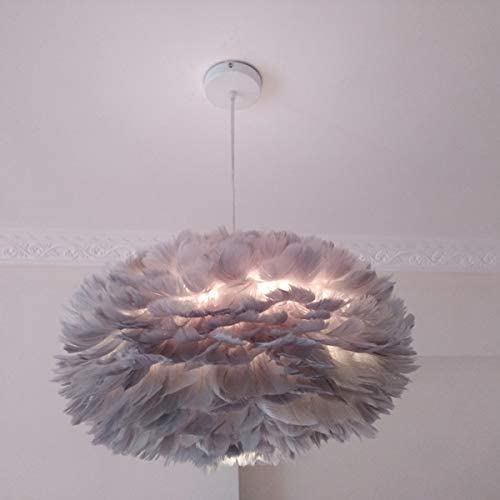 Feather Pendant Light Modern Romantic Gray Ceiling Pendant Lamp Living Room Dining Hall Lighting Fixture Best Gift for Children Friend Lover