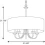 Progress Lighting P4217-20 5-Lt. Chain Hung Fixture Off-White Linen Fabric Shade,Antique Bronze