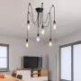 Luonita Ajustable DIY Ceiling Spider Lamp Chandelier E27， 6 Arms Classic Spider Pendent Lamps, Metal Hanging Lights, Drop-Light for Bedroom Dining Kitchen Island Living Room Ship from CA.，NJ.