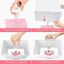 Bedside Touch Control Table Lamp with 2 USB Ports & AC Outlet, 3 Way Dimmable Nightstand Lamps, Pink Metal Base & White Fabric Shade, Modern Desk Light for Bedroom Living Room, 2700K Bulb Included