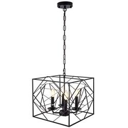 Farmhouse Chandelier Light Fixture 4-Light Dining Room Lighting Fixtures Hanging, Industrial Pendant Light for Kitchen Island Foyer Hallway Entryway