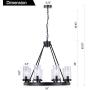 Wellmet Matte Black Wagon Wheel Chandeliers Bubble Glass Shade, Farmhouse 30” 8-Light Iron Chandelier, Industrial Rustic Hanging Ceiling Light Dining Room Kitchen Bedroom Living Room Foyer Hallway