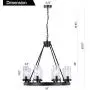Wellmet Matte Black Wagon Wheel Chandeliers Bubble Glass Shade, Farmhouse 30” 8-Light Iron Chandelier, Industrial Rustic Hanging Ceiling Light Dining Room Kitchen Bedroom Living Room Foyer Hallway