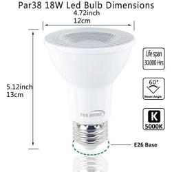 Par38 Bright Led Light Bulbs 5000k Natural Daylight Dimmable, E26 Led Bulb 18w(180watt Equivalent) Recessed Lighting, Outdoor Led Flood Light Bulbs Indoor, Energy Saving Light Bulbs Efficient(4 Pack)