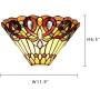 Capulina Victorian Tiffany Sconces Lighting, 1-Light Antique Tiffany Style Wall Light, 12 Inch Wide Stained Glass Sconce, Vintage Stained Glass Wall Lamp for Living Room Bedroom Gift