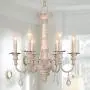 OSAIRUOS French Country Candle-Style Chandelier, Handmade White Distressed Wood Lighting Ceiling Light Fixture Pendant Lamp Chandeliers for Dining Living Room Bathroom W20.8
