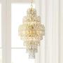 Hourglass Gold Pendant Chandelier 13'' Wide Modern Clear Crystal 9-Light Fixture for Dining Room House Foyer Kitchen Island Entryway Bedroom Living Room - Vienna Full Spectrum