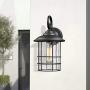Emliviar 1-Light Outdoor Wall Sconce, Outside Porch Light in Black Finish with Clear Seeded Glass, 1803CW2