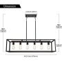 6 Light VINLUZ Classic Kitchen Island Pendnat Light Oil Rubbed Bronze Linear Adjustable Rectangle Chandelier for Dining Room Kitchen