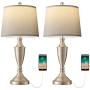 BOBOMOMO 25.25 Modern USB Table Lamp Set of 2 for Living Room Bedroom Bedside Lamps with Charging Port Fabric Drum Shade (Silver) BOBOMOMO 25.25 Modern USB Table Lamp Set of 2 for Living Room Bedroom Bedside Lamps with Charging Port Fabric Drum Shade (Silver)