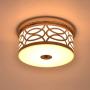 FERWVEW 11.8” Modern 2-Light French Gold Flush Mount Ceiling Light Fixture, Metal Lighting with Acrylic Glass Drum Shade for Bedroom Hallway Living Room Entryway Kitchen Bathroom Stairway