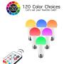 LED Color Changing Light Bulb, 120 Colors, 70 Watt Equivalent with Remote Control RGBW RGB Daylight and White – Timing Function - A19 E26 Edison Screw (2 Pack)