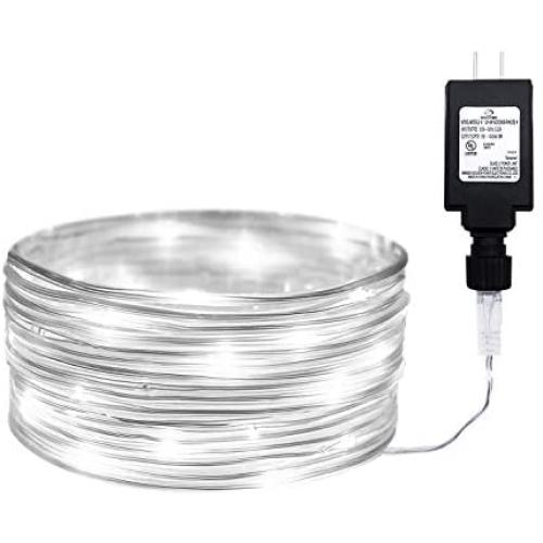33ft Outdoor Led Rope Lights String with 100 LEDs Waterproof Decoration Starry Fairy Lights Plug in for Bedroom, Home, Garden, Patio Decor (33FT, White)