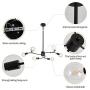 UOFUS 6-Lights Sputnik Chandelier ，Mid Century Ceiling Light Fixture， Black Lighting for Kitchen Dining Room Bedroom Living Room Farmhouse