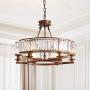CROSSIO 6 Lights Luxury Round Crystal Chandelier Vintage Brown Iron Pendant Light for Dining Room Bedroom Living Room D25.6'' x H20''