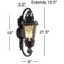 Casa Marseille Outdoor Wall Light Fixture Bronze Scroll 21 1/2'' Hammered Glass for House Porch Patio - John Timberland