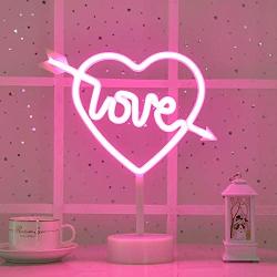 Byncceh Pink Cupid Heart-Shaped neon Lights-neon Lights with Love Detachable Base, USB or Battery Operation, Love in The Heart neon Lights, Wedding Christmas Room Decoration, Valentines Day Gifts