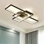 BAYCHEER Black 3 Rectangle Frame LED Living Room Dining Room Flush Mount Ceiling Light Fixtures Ceiling Hanging Lighting Modern Hotel Lobby Kitchen Bedroom Decor Ceiling Lamp,Warm light-35.5''