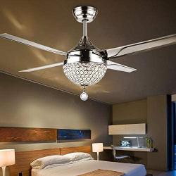 TiptonLight Modern Ceiling Fans with Light, Remote control Crystal Chandelier Ceiling Fans 44Inch Home Decorative Lamp for Living Room, Bedroom, Dining Room