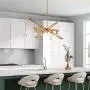 LOG BARN Gold Chandelier, 25.5'' Modern Chandelier, 5 Lights Medium Linear Light Fixture for Kitchen Island, Dining Room, Foyer, Entryway, Bedroom, Brushed Golden Brown Finish