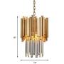 LITFAD Gold 2 Tiers Pendant Light 3 Lights LED Pendant Lamp Modernism Clear Crystal Hanging Ceiling Light Modern Design LED Chandelier for Dining Room Living Room Restaurant Hotel
