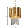 LITFAD Gold 2 Tiers Pendant Light 3 Lights LED Pendant Lamp Modernism Clear Crystal Hanging Ceiling Light Modern Design LED Chandelier for Dining Room Living Room Restaurant Hotel