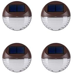Solar Deck Lighting Wall Lights - 4 Pack Outdoor Wireless Solar Dock Step Road Marker Warm Light for Garden Path Stair Wall Driveway Lighting