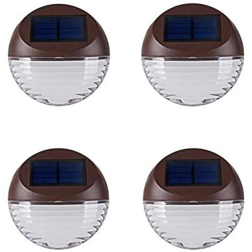 Solar Deck Lighting Wall Lights - 4 Pack Outdoor Wireless Solar Dock Step Road Marker Warm Light for Garden Path Stair Wall Driveway Lighting
