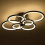 L.T LIGHTS Circle Ceiling Light Chandelier 6-Ring Led Modern Simplicity Acrylic LED Flush Mount Ceiling Lamp with Remote Control Painted Finish for Living Room Dining Room (Black)