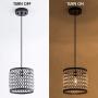 MAYNA Modern Mini Pendant Light, Ceiling Lamp Hanging Lighting Fixture with Hand Crafted Glass Bead for Kitchen Restaurant Cafe Dining Room Indoor, Black, 1-Pack ,20CM Diameter