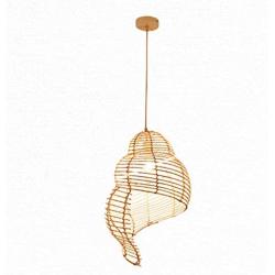 Creative Pendant Lamp Natural Bamboo Chandelier Wicker DIY Pendant Lighting Conch Light E27 Base Rattan Hanging Lights for Dining Room Hallway Bedroom,S(D25cm)