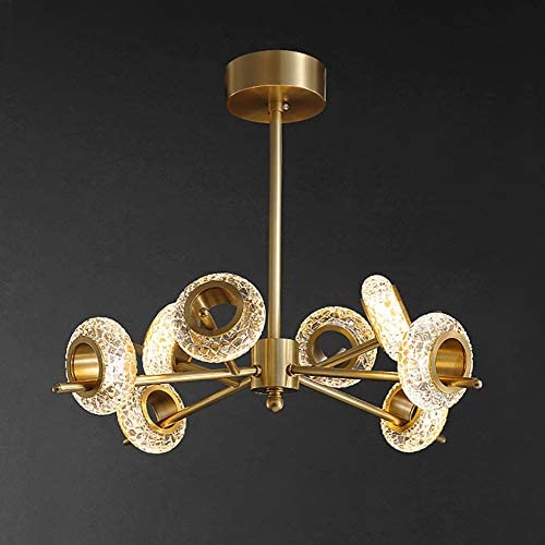 APBEAM Gold Pendant Light with Glass Shade Brass Chandelier Modern Light Fixture for Living Room Dining Room 8 Lights